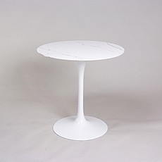 Saarinen Tulip Bistro Table 30 Inch Round - White Quartz with Grey Veins