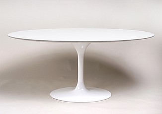 Saarinen Tulip Dining Table 72 Inch Oval - Solid White Quartz