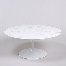 Show product details for Saarinen Tulip Coffee Table 35 Inch Round - White Quartz with Grey Veins