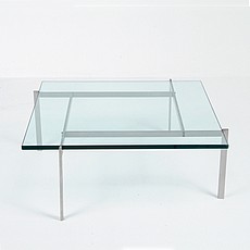 Show product details for Kjaerholm PK61 Table - Brushed Steel - Glass Top