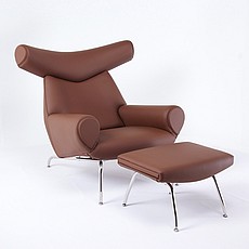 Wegner Ox Chair and Ottoman - Saddle Brown Leather