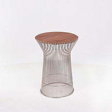 Show product details for Platner Wire Frame Round Side Table - Wood Top