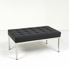 Show product details for Clearance: Florence Knoll 35 Inch Bench - Standard Black Leather - with Buttons