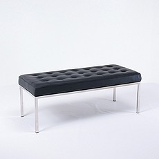 Show product details for Clearance: Florence Knoll Style: 48 inch Bench - Standard Black Leather - No Buttons