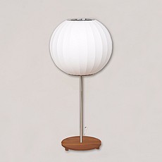 Show product details for George Nelson Style: Silk Table Lamp - Walnut Base